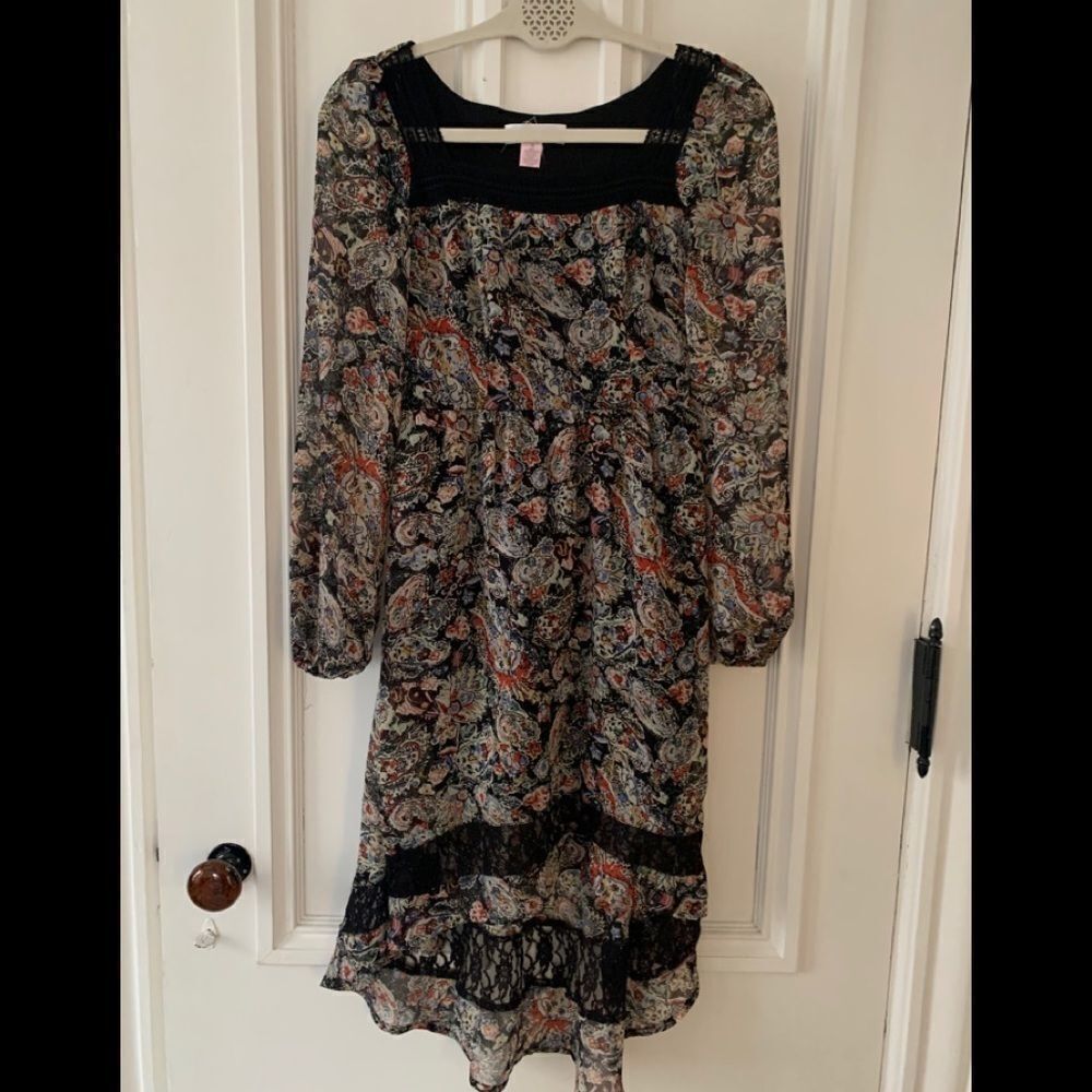 Band of Gypsies sheer floral black lace dress XS
